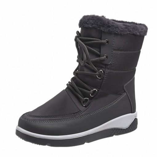 variant image1Women s Thicken Plush Waterproof Snow Boots Platform Warm Fur Ankle Boots Woman Winter 2022 Casual