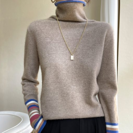 variant image2100 Merino Cashmere Sweater Women s Collar Pullover 22Autumn and Winter New Knitted Bottoming Shirt Fashion