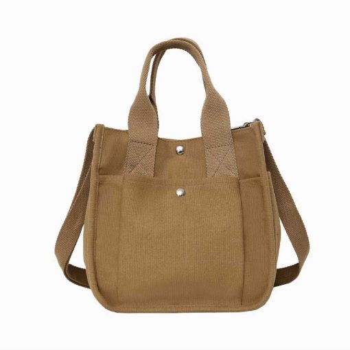 variant image2Hylhexyr Fashion Handbag Female Canvas Casual Tote Student Shoulder Bag Solid Color Messenger Bags Magnetic Buckle