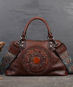variant image2MOTAORA Retro Handmade Women Handbag For Ladies Genuine Leather Should Bags Bohemian Style Soft Cow Boston