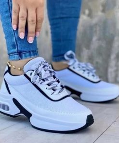 variant image2Rimocy 2022 Autumn New Air Cushion Women s Sneakers Chunky Platform Vulcanize Shoes Woman Breathable Wedges