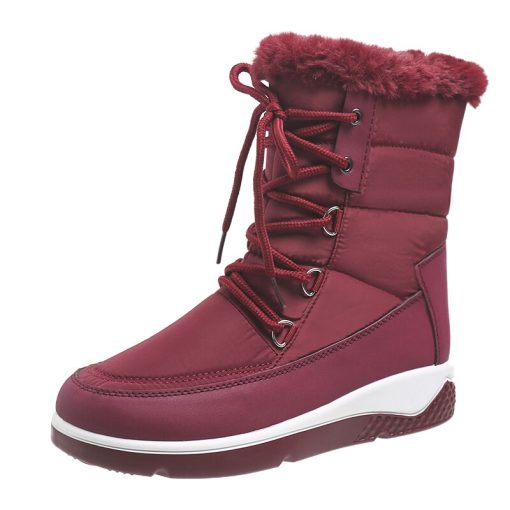 variant image2Women s Thicken Plush Waterproof Snow Boots Platform Warm Fur Ankle Boots Woman Winter 2022 Casual