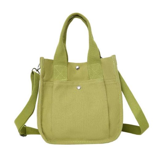 variant image3Hylhexyr Fashion Handbag Female Canvas Casual Tote Student Shoulder Bag Solid Color Messenger Bags Magnetic Buckle
