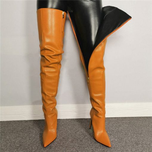 variant image3Sexy Thigh High Boots Shoes For Women High Heels Over The Knee Side Zipper Plus Size