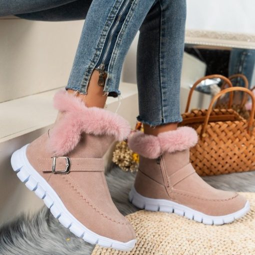 variant image3Winter Women Fur Warm Chelsea Snow Boots Casual Shoes New Short Plush Suede Ankle Boots Flats