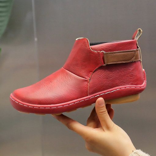 variant image3Women s Boots Retro Rome Slip on Flat Casual Shoes Fashion Plus Size Ankle Boots Solid
