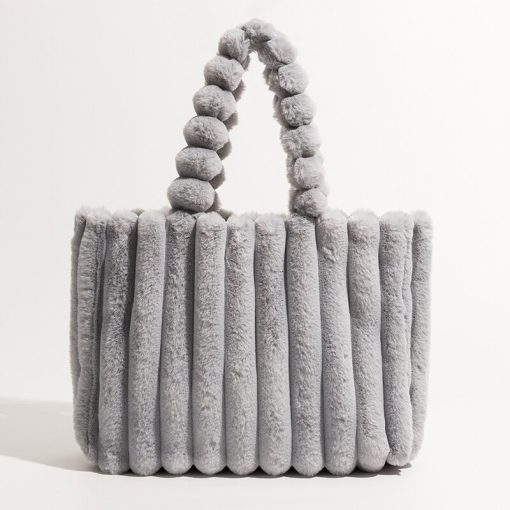variant image4MABULA Brand Solid Soft Faux Fur Women Tote Handbag 2022 Stylish Pleated Underarm Shoulder Hobo Bag