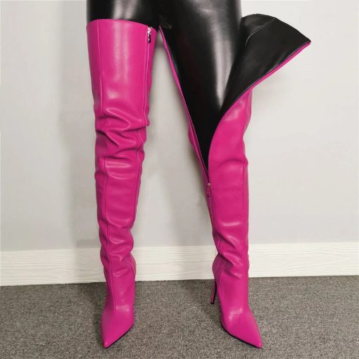 variant image4Sexy Thigh High Boots Shoes For Women High Heels Over The Knee Side Zipper Plus Size