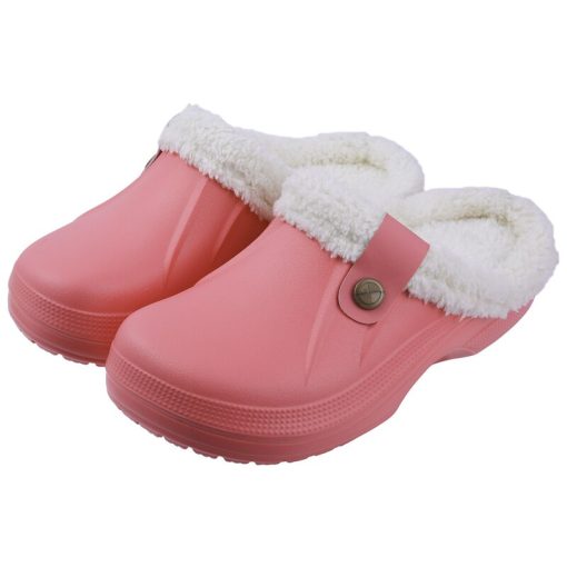 variant image5Comwarm Women Autumn Winter New Warm Slippers Soft Waterproof EVA Plush Slippers Female Clogs Couples Home