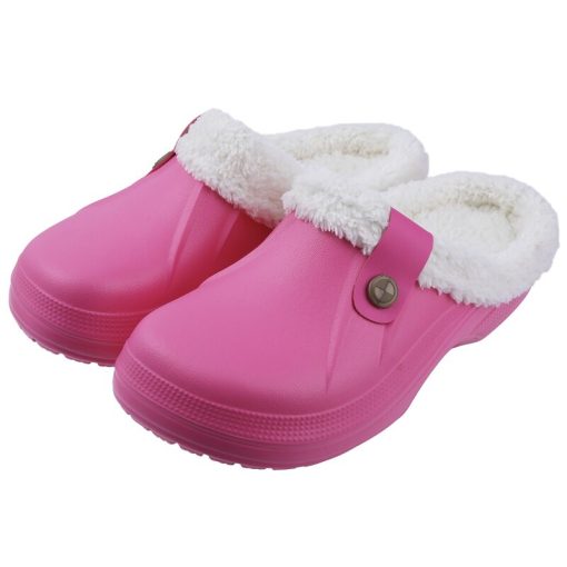 variant image7Comwarm Women Autumn Winter New Warm Slippers Soft Waterproof EVA Plush Slippers Female Clogs Couples Home