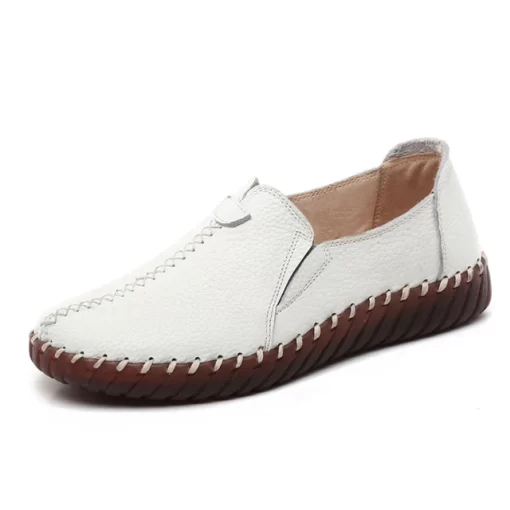 Autumn Wide Width Women Shoes Genuine Leather Ballet Flats Women s White Loafers Driving Moccasins Ladies.jpg 640x640 3
