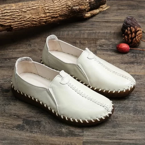 Autumn Wide Width Women Shoes Genuine Leather Ballet Flats Women s White Loafers Driving Moccasins Ladies.jpg Q90.jpg 1