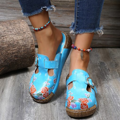 New Outdoor Printing Baot ou Wedges Slippers Womens Roman Platform Shoes Comfort Summer Size 43 Womens Sandals