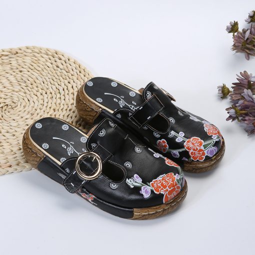 New Outdoor Printing Baotou Wedges Slippers Womens Roman Platform Shoes Comfort Summer Size Womens Sandals