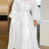 Oversized 2022 Women Casual Button Up Party Robe Solid Sundress Long Maxi Vestidos Femme