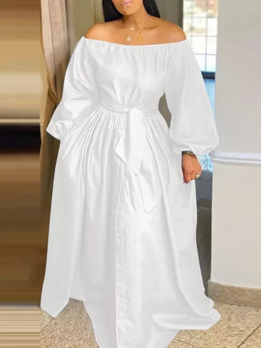 Oversized 2022 Women Casual Button Up Party Robe Solid Sundress Long Maxi Vestidos Femme