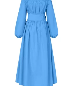 Oversized 2022 Women Casual Button Up Party Robe Solid Sundress Long Maxi Vestidos Femme Spring.png 1