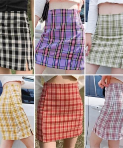Vintage Plaid Side Split Bodycon Mini Skirt Women Bottoms Streetwear Casual A Line Basic Ladies Sheath.jpg Q90.jpg