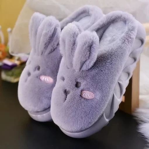 White Rabbit Hare Slippers Women s Cute Animal Platform Home Mules Shoes Girls Bedroom Plush Slides.jpg 640x640 1