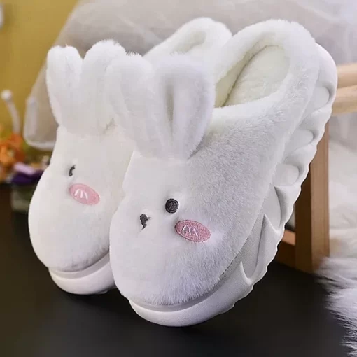 White Rabbit Hare Slippers Women s Cute Animal Platform Home Mules Shoes Girls Bedroom Plush Slides.jpg 640x640 2