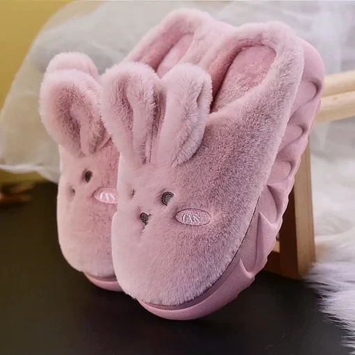 White Rabbit Hare Slippers Women s Cute Animal Platform Home Mules Shoes Girls Bedroom Plush Slides.jpg 640x640