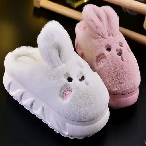 White Rabbit Hare Slippers Women s Cute Animal Platform Home Mules Shoes Girls Bedroom Plush Slides.jpg Q90.jpg 1