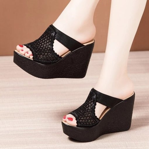YAERNI High Heel Sandals For Women Summer Peep Toe Lace Mesh Wedge Heels Sandal Women Shoes.jpg 640x640
