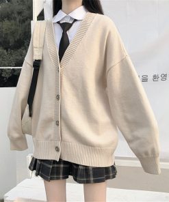 main image02021 Korean Japanese New Sweater Female Outer Wear Sweater Coat school uniform Japanese fashion College Loose