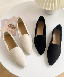 main image02022 Fashion Slip on Loafers Breathable Stretch Ballet Shallow Flats Women Soft Bottom Pointed Toe Boat