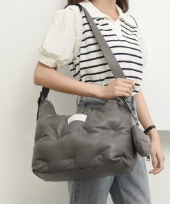 main image0Brands Sapce Padded Large Tote Bag Designer Women Handbags Luxury Nylon Down Cotton Shoulder Bags Plaid