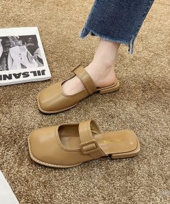 main image0Buckle Mules Slippers For Women s Outdoor 2021 Summer New Fashion All match Korean Flat Heels