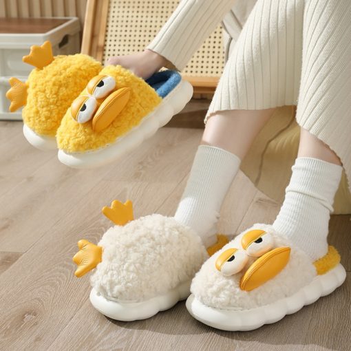 main image0Cute Duck Slippers Women Shoes Winter Slippers Indoor House Shoes Warm Plush Slipper Couples Home Platform