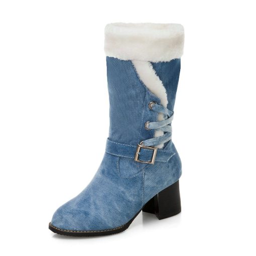 main image0Fashion Women Snow Boots Australia Classic High Quality Denim Warm Women Winter Boots Botas Mujer Plus