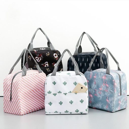 main image0Functional Pattern Cooler Lunch Box Portable Insulated Canvas Lunch Bag Thermal Food Picnic Lunch Bags For