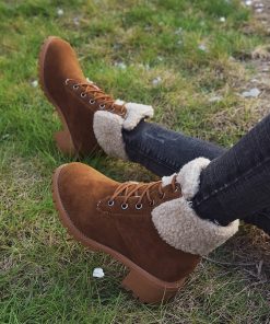 main image0Hot sale 2020 New sexy warm Suede Flip Ankle Boot Female High Heels Female Fashion Plus