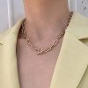 main image0IPARAM Thick Chain Toggle Clasp Necklaces Mixed Linked Circle Necklaces for Women Minimalist Choker Necklace Hot