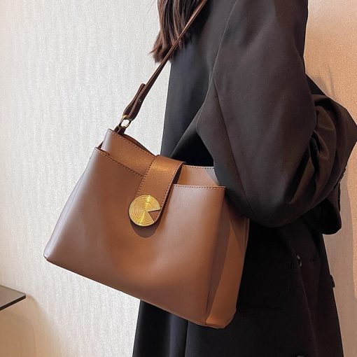 main image0Ladies PU Bucket Bag Large Capacity Casual Fashion Shoulder Bag Female High Quality Texture Simple Messenger