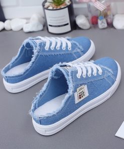 main image0New 2023 Spring Summer Women Canvas Shoes flat sneakers women casual shoes low upper lace up