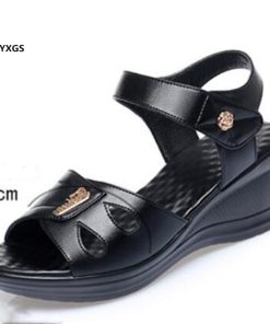 main image0Promotion Summer Women s Sandals 2022 Classic Summer Sandals Genuine Leather Sandals Comfortable Shoes Wedges Sandals