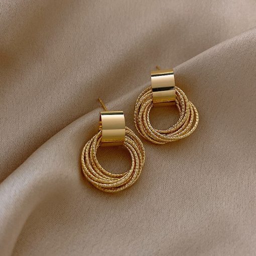 main image0Retro Metallic Gold Color Multiple Small Circle Pendant Earrings 2022 New Jewelry Fashion Wedding Party Earrings