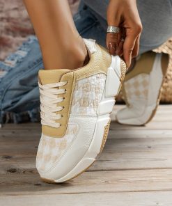 main image0Sneakers Women s 2023 Spring New Casual Lace Up American Thick Sole Color Contrast Platform Sneakers