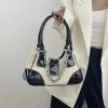 main image0Vintage Sweet Cool Girls Canvas Underarm Bag Patent Leather Women s Metal Chain Shoulder Crossbody Bags