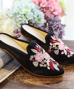 main image0Woman s New Fabric Spring Pointed Toe Flat Mules Comfortable Slippers for Casual Fashion Ladies Summer