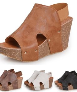 main image0Women Summer Ankle Strap Platform Wedge Sandals Thick Gladiator Genuine Leather platform sandals High heeled Shoes