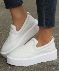 main image0Women s Flat Shoes White Leather Platform Fashion Loafers 2023 New Style Slip On Round Toe