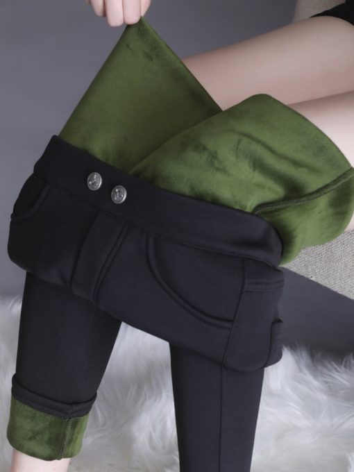 main image0Women s Leggings High Waist Warm Plush Pants Outerwear Thick Cotton Trousers Winter Female Large Size