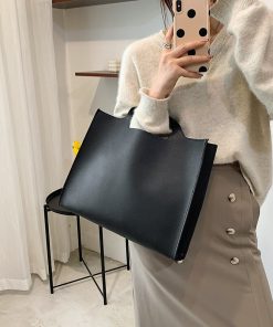 main image12021 New Soft PU Leather Women s Handbag Solid Color Large Capacity Retro Casual Tote Business
