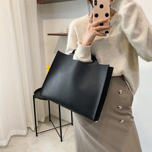 main image12021 New Soft PU Leather Women s Handbag Solid Color Large Capacity Retro Casual Tote Business