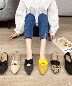 main image12021 Women s Flat Shoes Ballet Breathable Knit Pointed Moccasin Mixed Color Soft Women Zapatos De