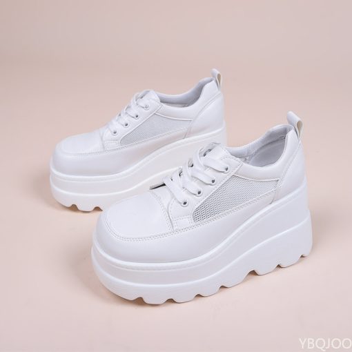 main image12022 NEW White Wedge Sneakers Shoes Platform Breathable Hollow Shoes Chunky Platform Heel Pumps Shoes Women 1
